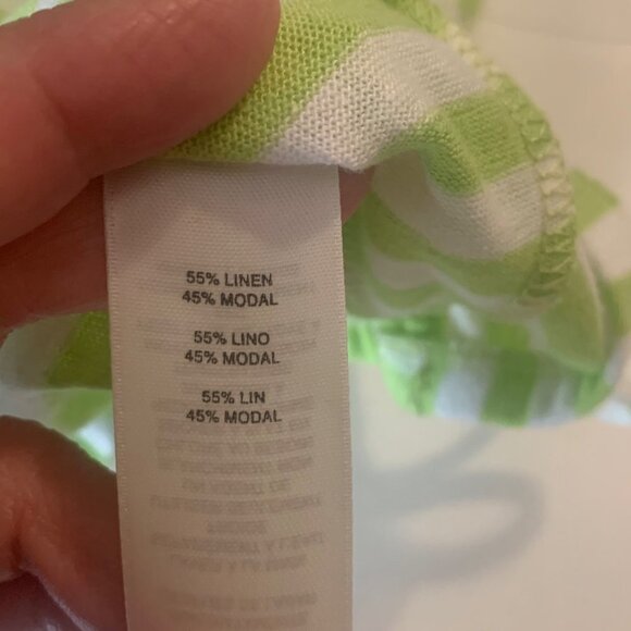 Chico's Linen Blend Stripe Patchwork Tie Short Sleeve Top Women’s Size Small - Picture 5 of 10